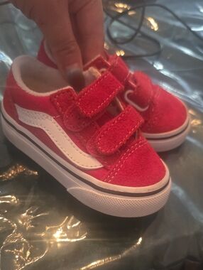 VANS Kids Red Velcro Skate Sneakers
